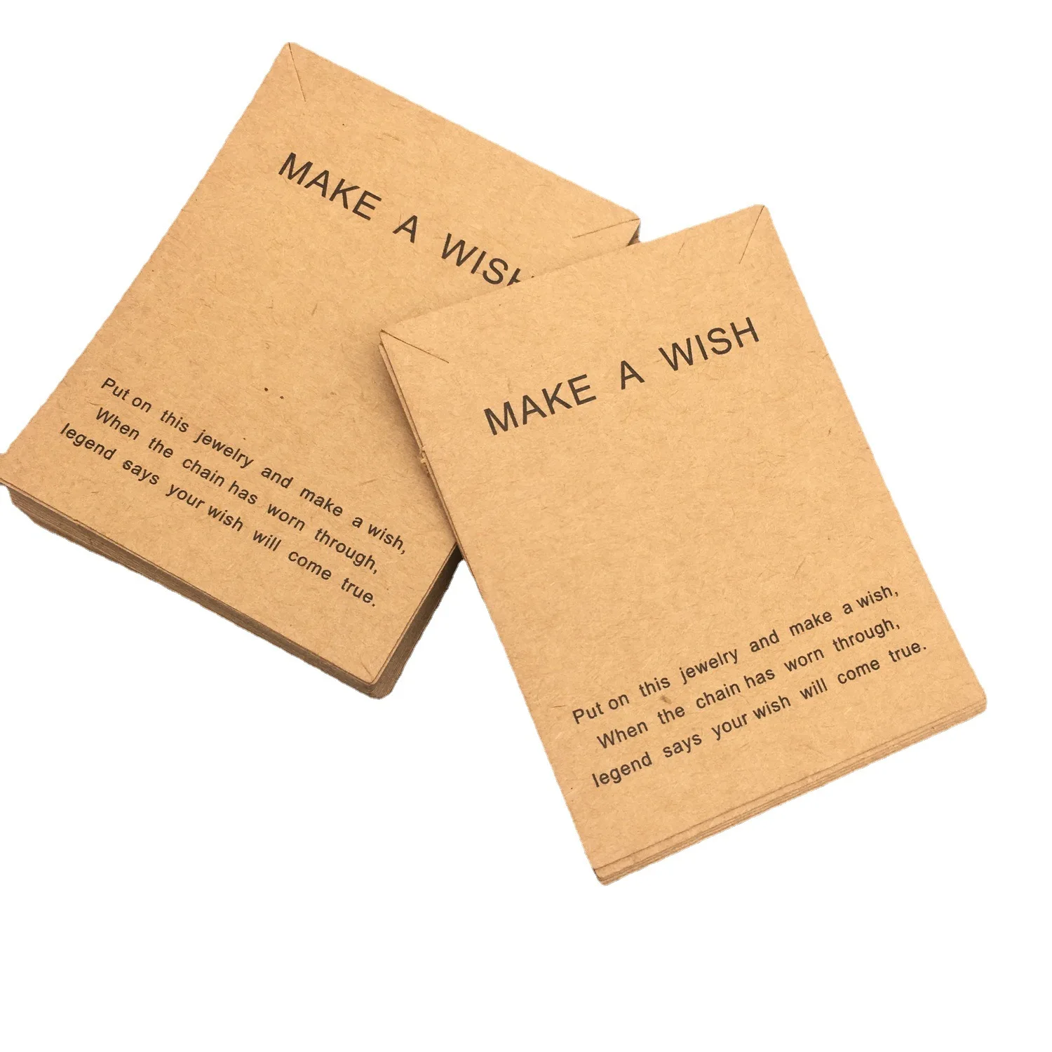 50pcs Kraft Paper Jewelry Packaging Cards Make a Wish  9*7CM fit Necklace Bracelet Gift Package Label Small Bussiness Wholesale