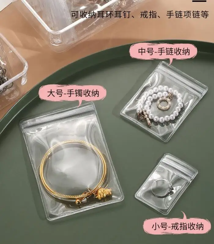 10/50Pcs Transparent PVC Jewelry Organizer Pouches Bags Anti-Oxidation Earring Pendant Necklace Bracelet Storage Holder Box