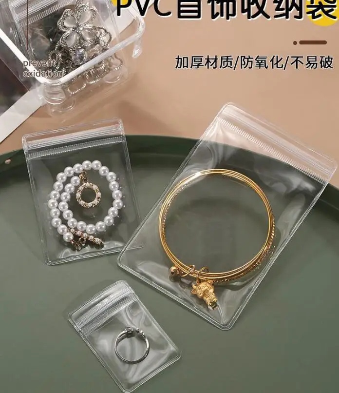 10/50Pcs Transparent PVC Jewelry Organizer Pouches Bags Anti-Oxidation Earring Pendant Necklace Bracelet Storage Holder Box