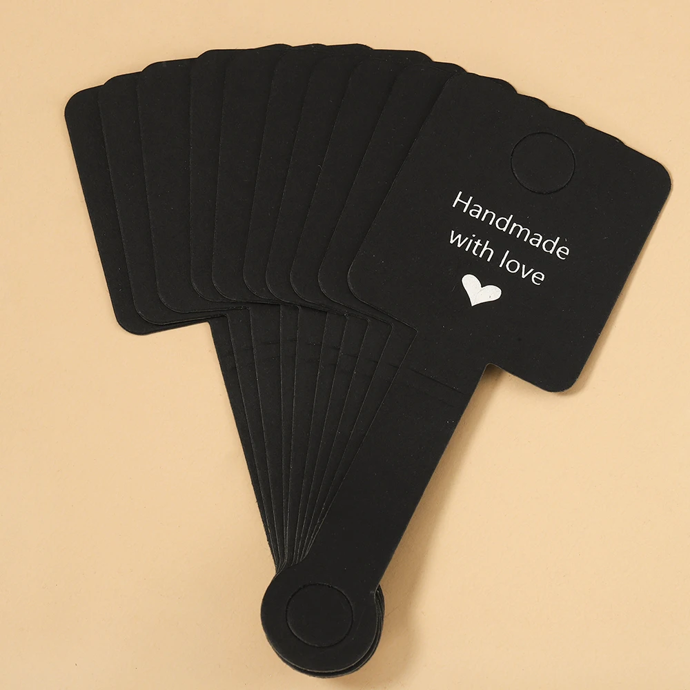 50pcs 4x10cm Self Adhesive Kraft Paper Card Bracelet Necklace Jewelry Hanging Holder for Small Business Retail Display Packaging