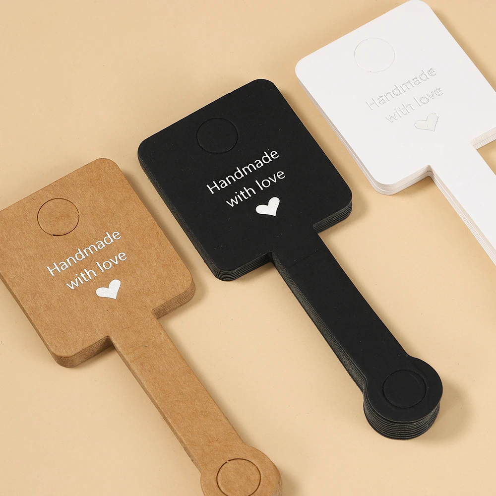 50pcs 4x10cm Self Adhesive Kraft Paper Card Bracelet Necklace Jewelry Hanging Holder for Small Business Retail Display Packaging