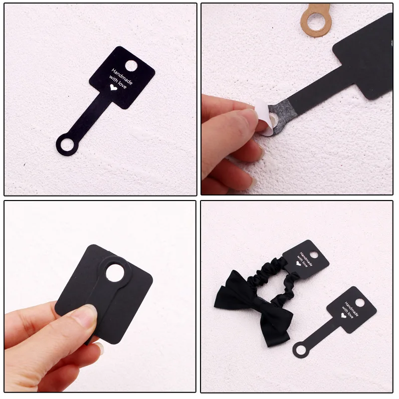 50pcs 4x10cm Self Adhesive Kraft Paper Card Bracelet Necklace Jewelry Hanging Holder for Small Business Retail Display Packaging