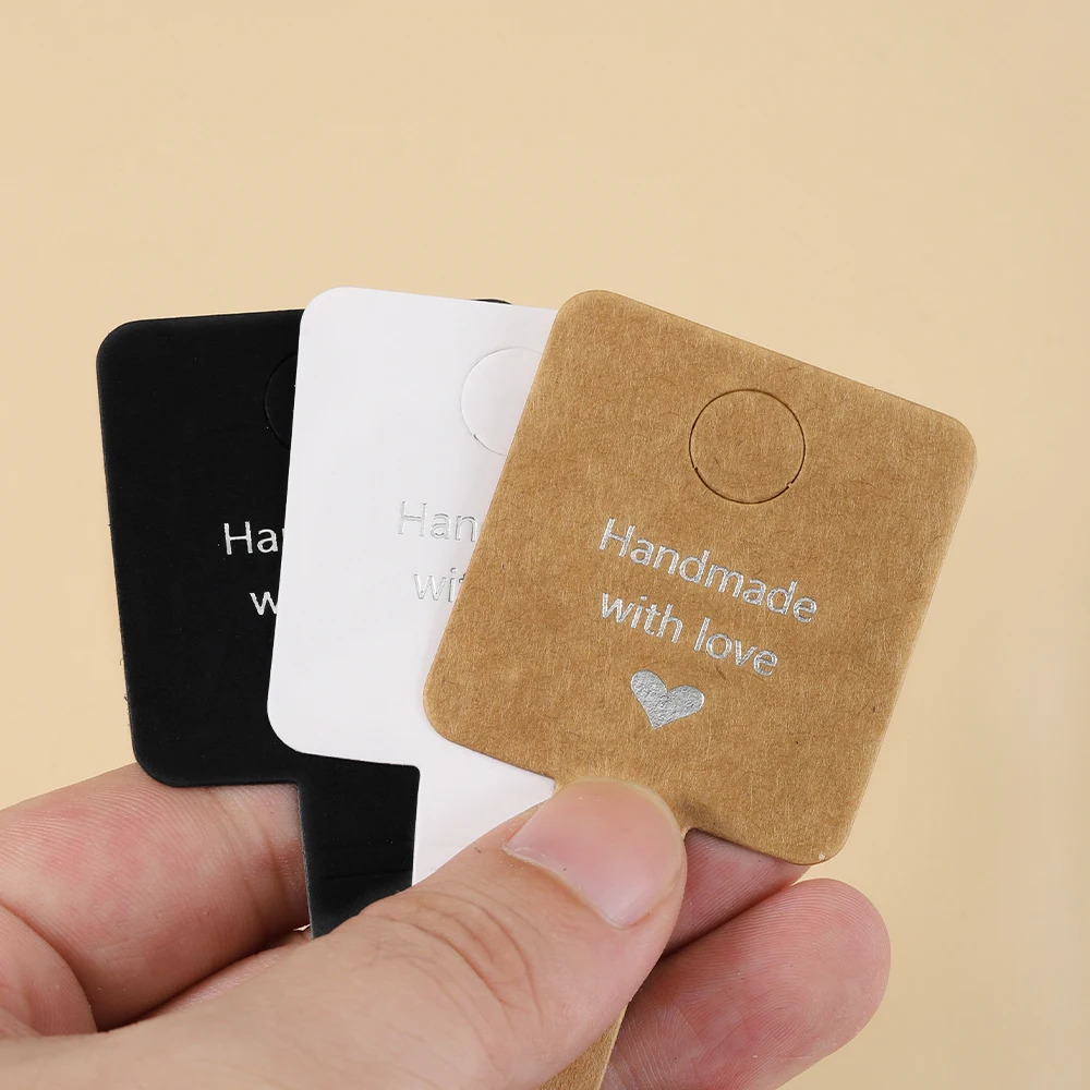 50pcs 4x10cm Self Adhesive Kraft Paper Card Bracelet Necklace Jewelry Hanging Holder for Small Business Retail Display Packaging