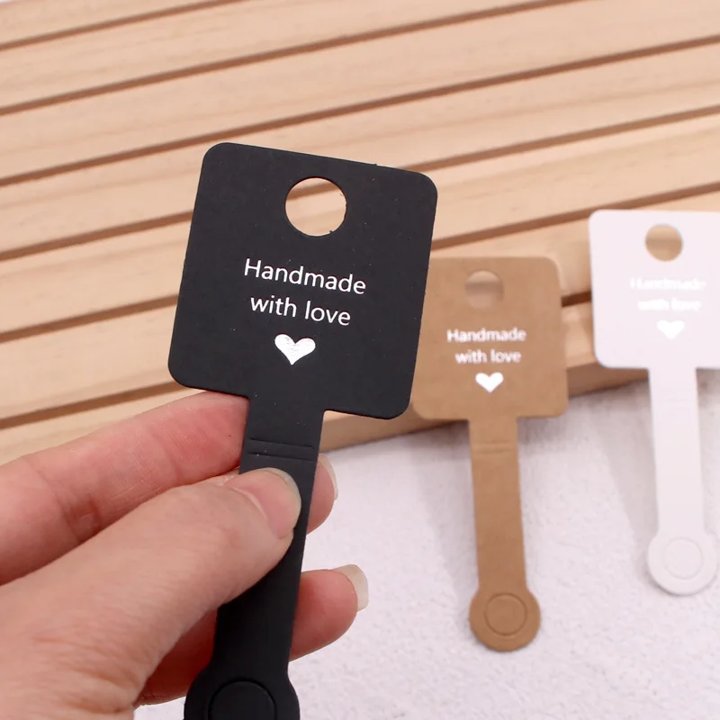50pcs 4x10cm Self Adhesive Kraft Paper Card Bracelet Necklace Jewelry Hanging Holder for Small Business Retail Display Packaging