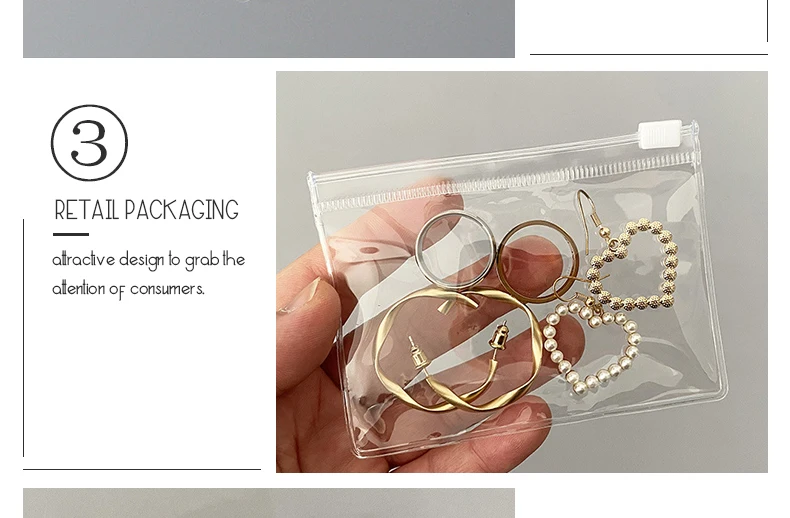 10/20 PCS Zipper Bag Jewelry Plastic PVC Transparent Bracelet Necklace Earrings Storage Gift Bag For Small Business Packaging