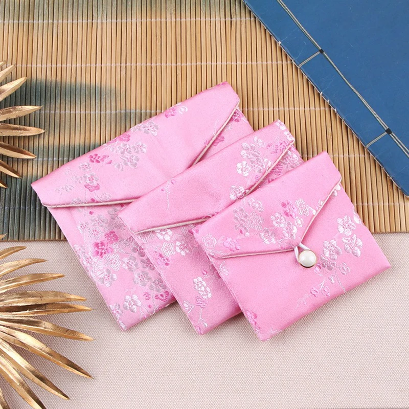 Chinese Brocad Jewelry Organizer Bag Bracelet Necklace Earrings Gift Storage Pouch Silk Embroidery Jewelry Packaging Bag