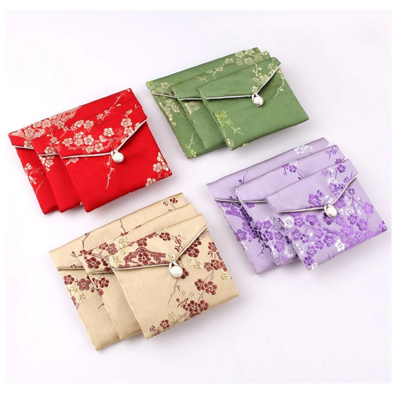 Chinese Brocad Jewelry Organizer Bag Bracelet Necklace Earrings Gift Storage Pouch Silk Embroidery Jewelry Packaging Bag