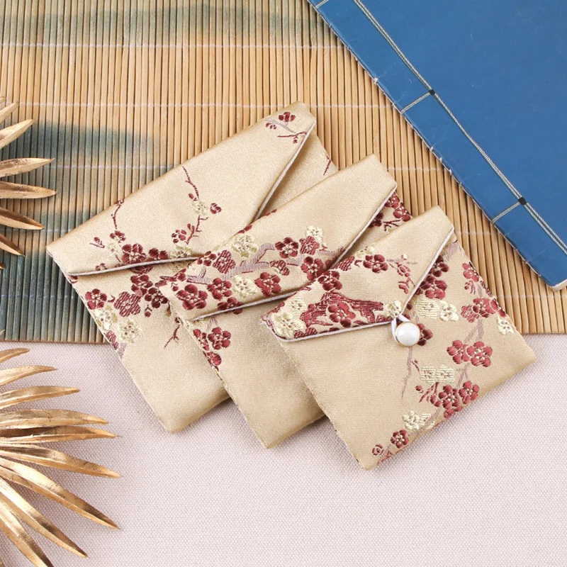 Chinese Brocad Jewelry Organizer Bag Bracelet Necklace Earrings Gift Storage Pouch Silk Embroidery Jewelry Packaging Bag