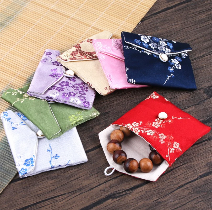 Chinese Brocad Jewelry Organizer Bag Bracelet Necklace Earrings Gift Storage Pouch Silk Embroidery Jewelry Packaging Bag