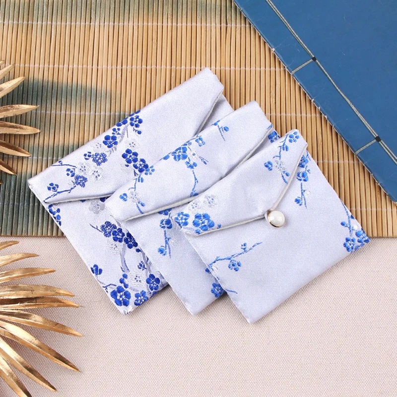 Chinese Brocad Jewelry Organizer Bag Bracelet Necklace Earrings Gift Storage Pouch Silk Embroidery Jewelry Packaging Bag