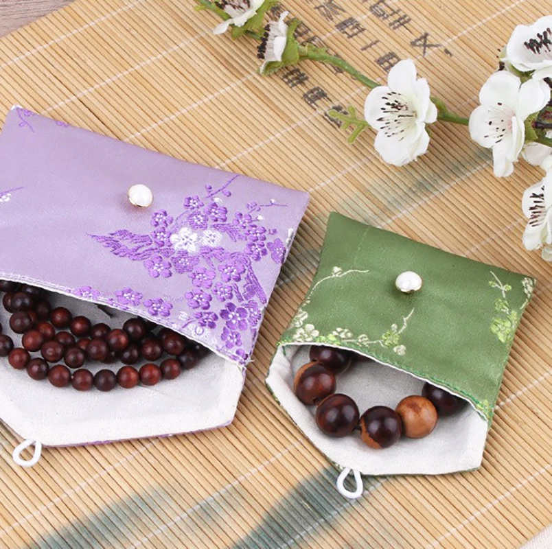 Chinese Brocad Jewelry Organizer Bag Bracelet Necklace Earrings Gift Storage Pouch Silk Embroidery Jewelry Packaging Bag