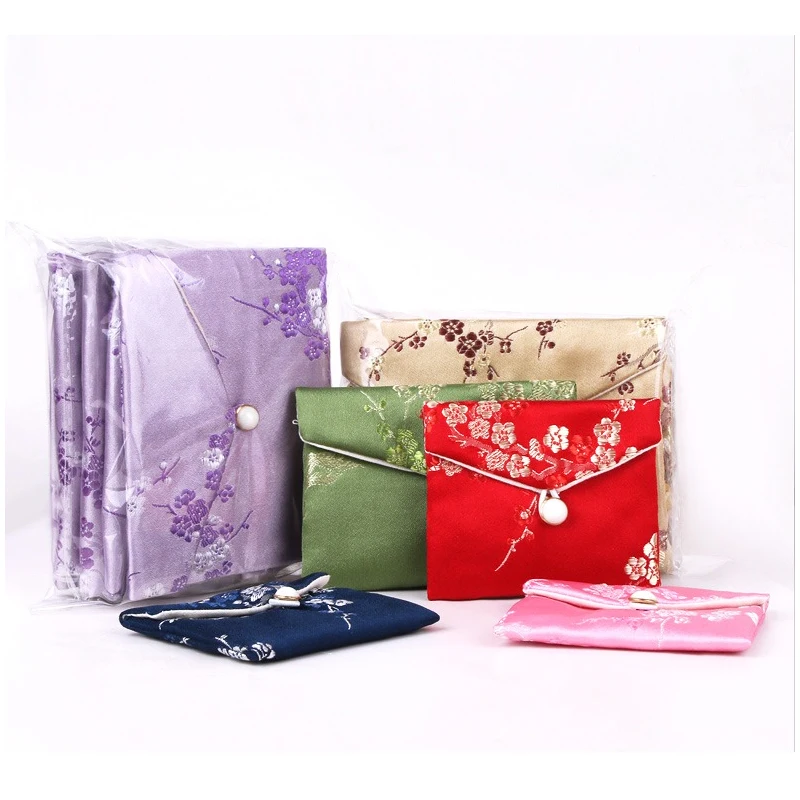 Chinese Brocad Jewelry Organizer Bag Bracelet Necklace Earrings Gift Storage Pouch Silk Embroidery Jewelry Packaging Bag