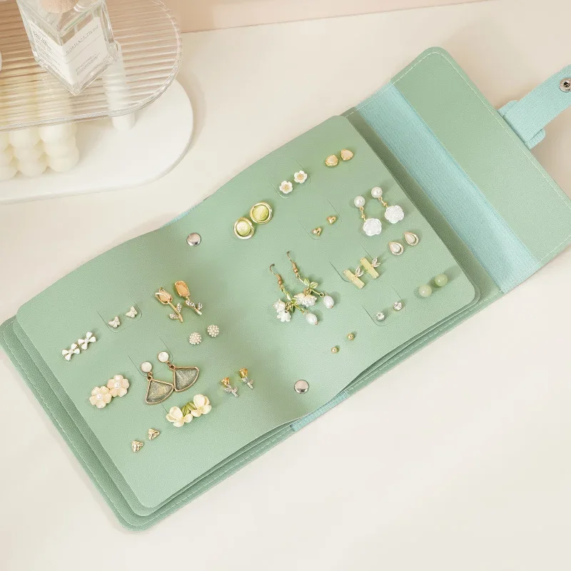 Creative Book Shape PU Leather Earrings Storage Bag Earrings Studs Eadrops Organizer Portable Jwelry Storage Bag Large Capacity