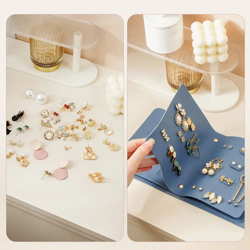 Creative Book Shape PU Leather Earrings Storage Bag Earrings Studs Eadrops Organizer Portable Jwelry Storage Bag Large Capacity