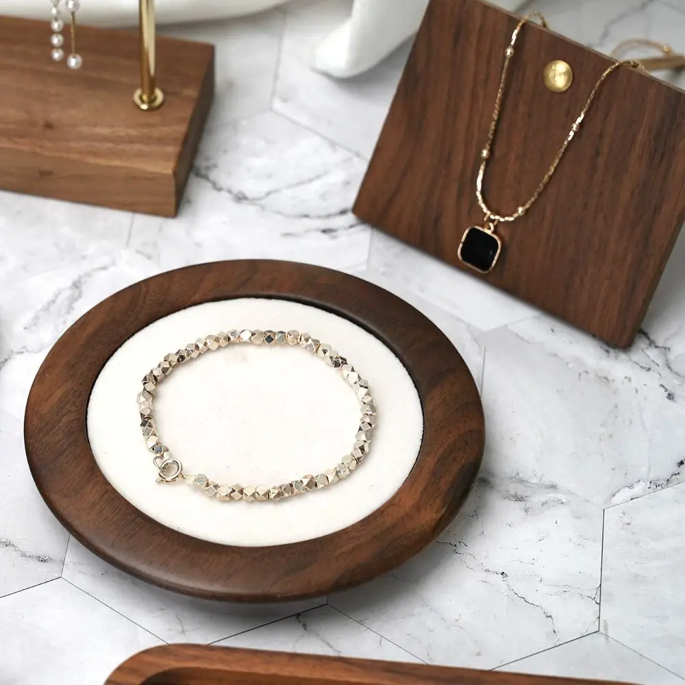 Simple Geometry Wood Rings Tray Exquisite Velvet Earrings Display Tray Jewlery Organizer Ear Studs Case Ring Earring Holder Home