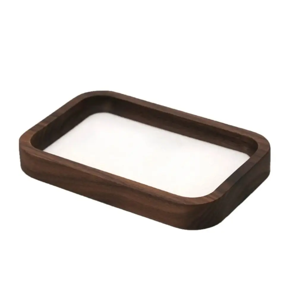 Simple Geometry Wood Rings Tray Exquisite Velvet Earrings Display Tray Jewlery Organizer Ear Studs Case Ring Earring Holder Home