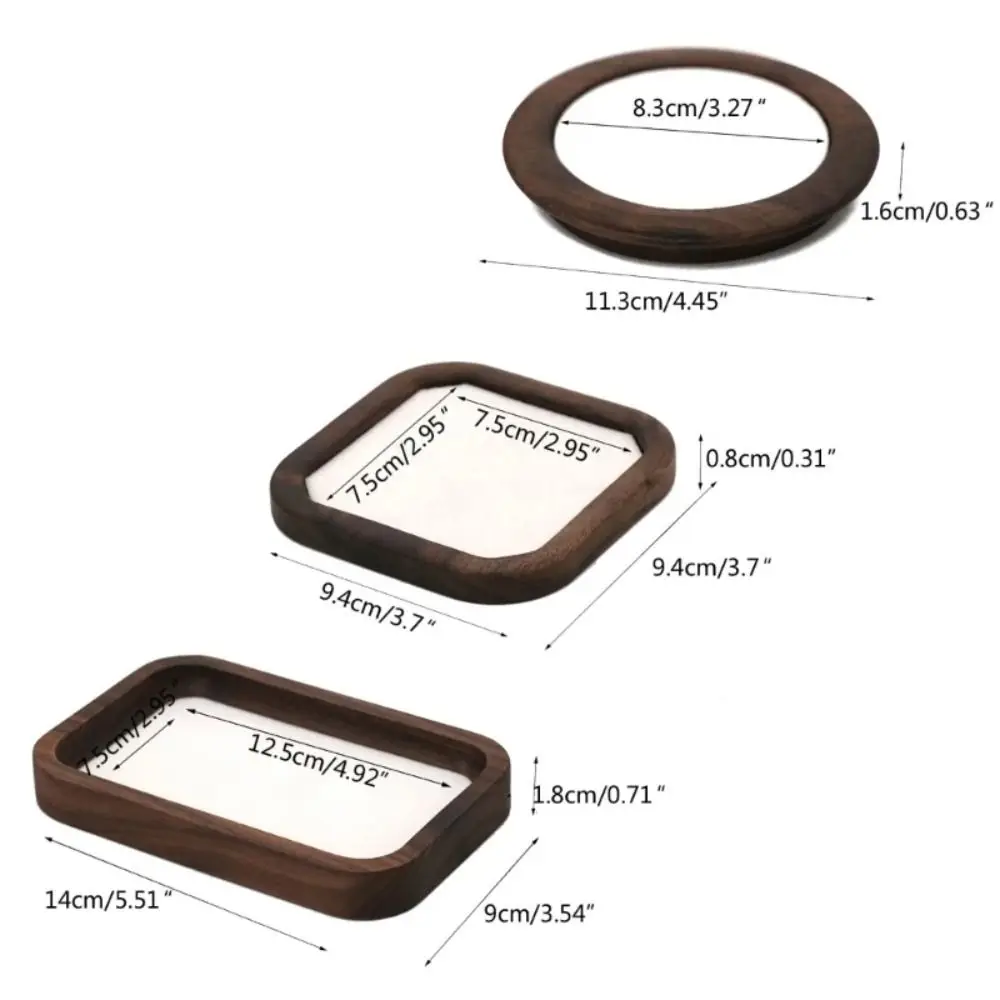 Simple Geometry Wood Rings Tray Exquisite Velvet Earrings Display Tray Jewlery Organizer Ear Studs Case Ring Earring Holder Home