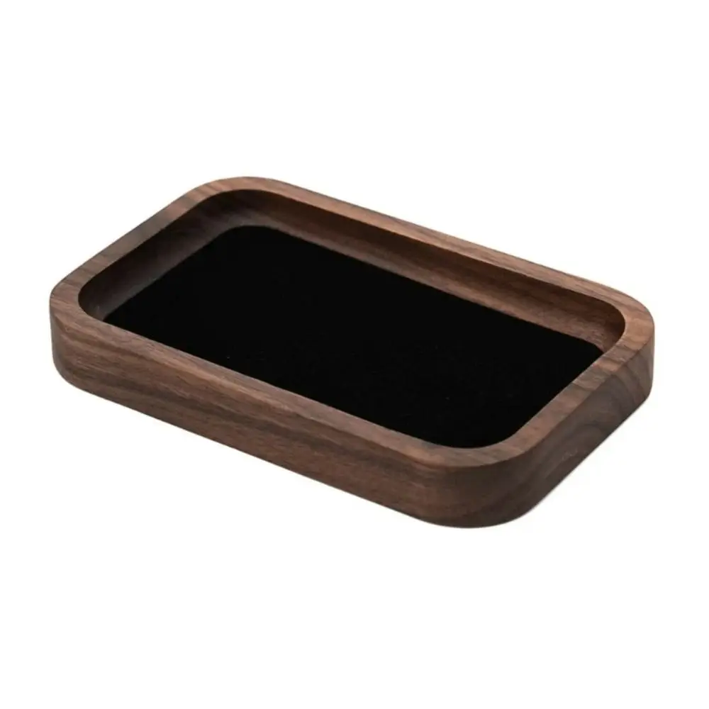 Simple Geometry Wood Rings Tray Exquisite Velvet Earrings Display Tray Jewlery Organizer Ear Studs Case Ring Earring Holder Home
