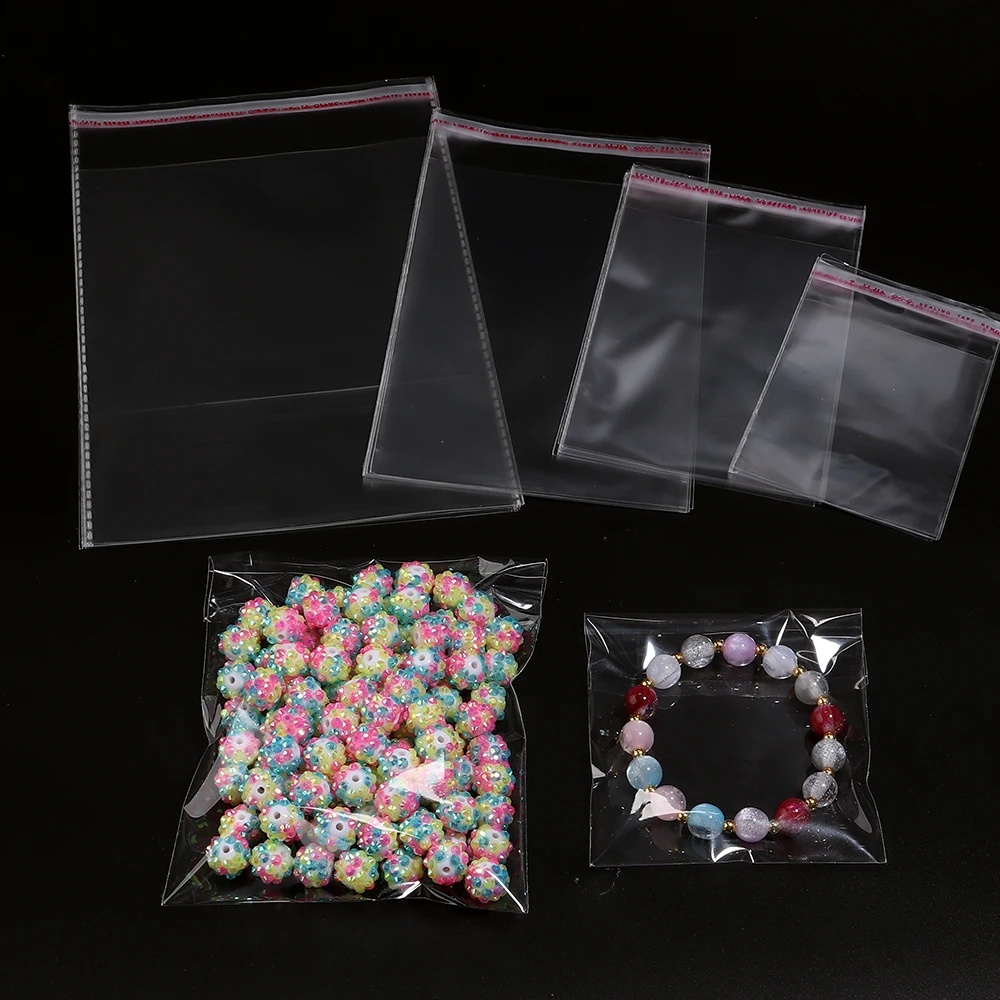 100pcs/lot Transparent Self Adhesive Bags Resealable Waterproof Gift Food Candy Packaging OPP Plastic Bag Storage Bag Wholesale