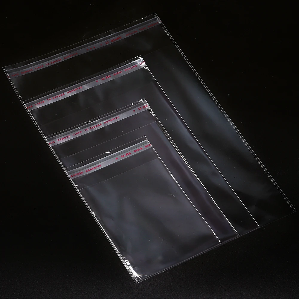 100pcs/lot Transparent Self Adhesive Bags Resealable Waterproof Gift Food Candy Packaging OPP Plastic Bag Storage Bag Wholesale