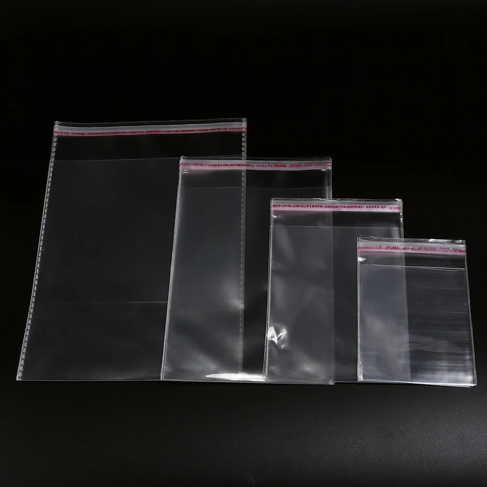 100pcs/lot Transparent Self Adhesive Bags Resealable Waterproof Gift Food Candy Packaging OPP Plastic Bag Storage Bag Wholesale