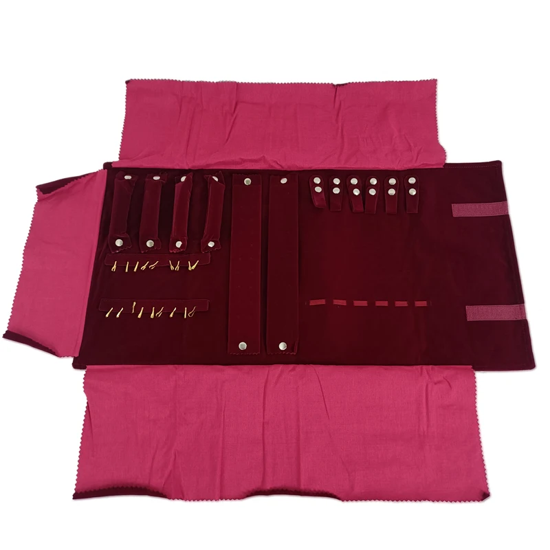 Travel Jewelry Organizer Portable Velvet Ring Earrings Pendant Necklace Holder Bracelet Carrying Storage Bag Foldable Roll Pouch