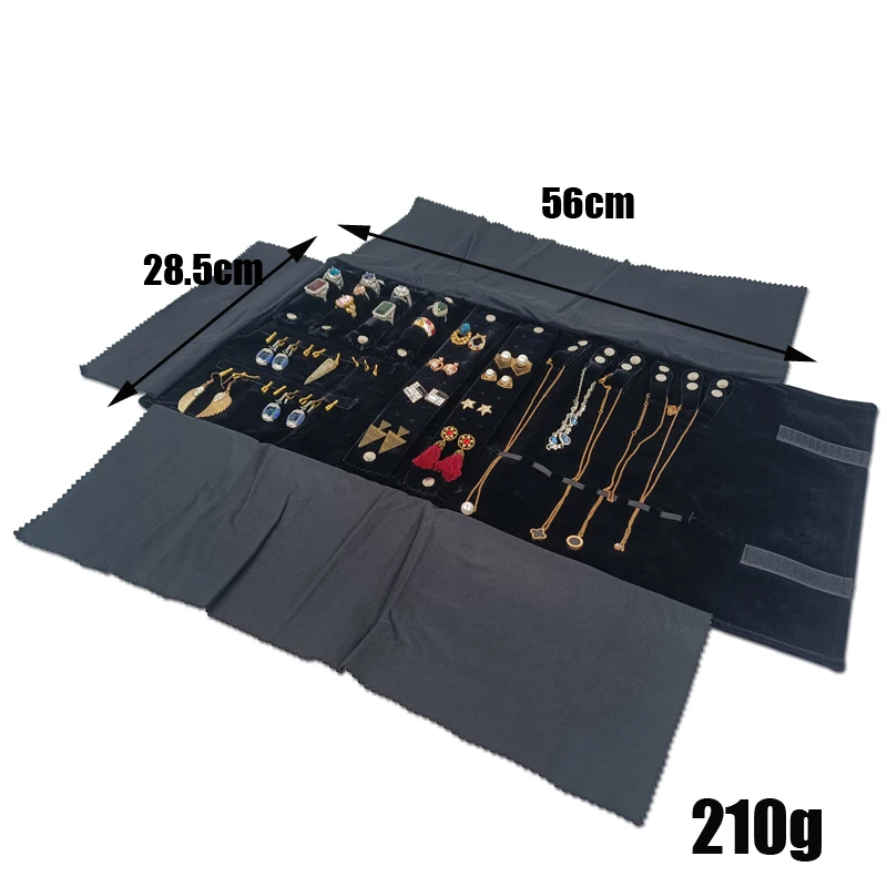 Travel Jewelry Organizer Portable Velvet Ring Earrings Pendant Necklace Holder Bracelet Carrying Storage Bag Foldable Roll Pouch