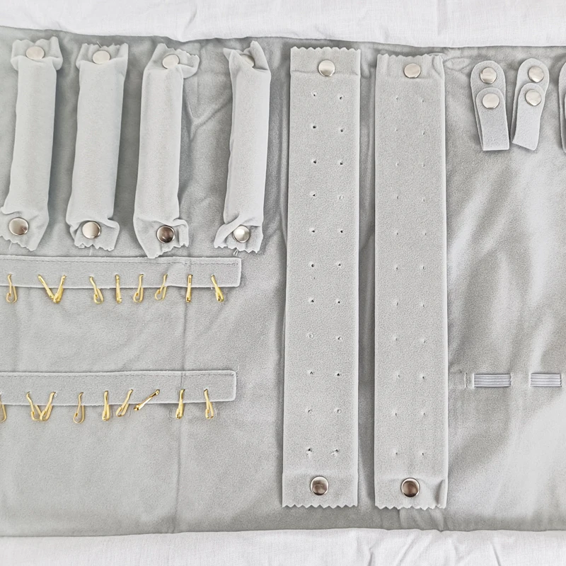 Travel Jewelry Organizer Portable Velvet Ring Earrings Pendant Necklace Holder Bracelet Carrying Storage Bag Foldable Roll Pouch