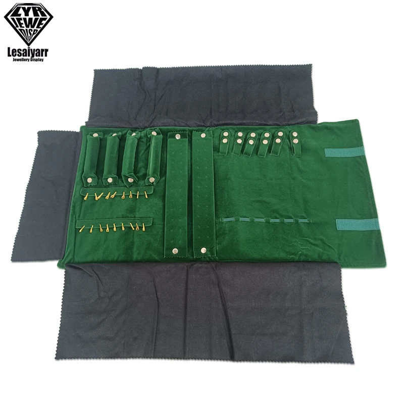 Travel Jewelry Organizer Portable Velvet Ring Earrings Pendant Necklace Holder Bracelet Carrying Storage Bag Foldable Roll Pouch