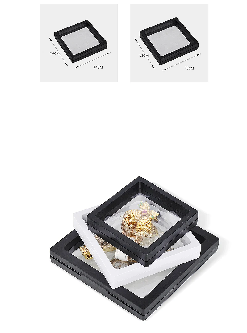 Bulk Lot of 10 PE Film Display Box Ring Earring Jewelry Stand Holder Membrane Case Coin Container Floating Presentation Retainer