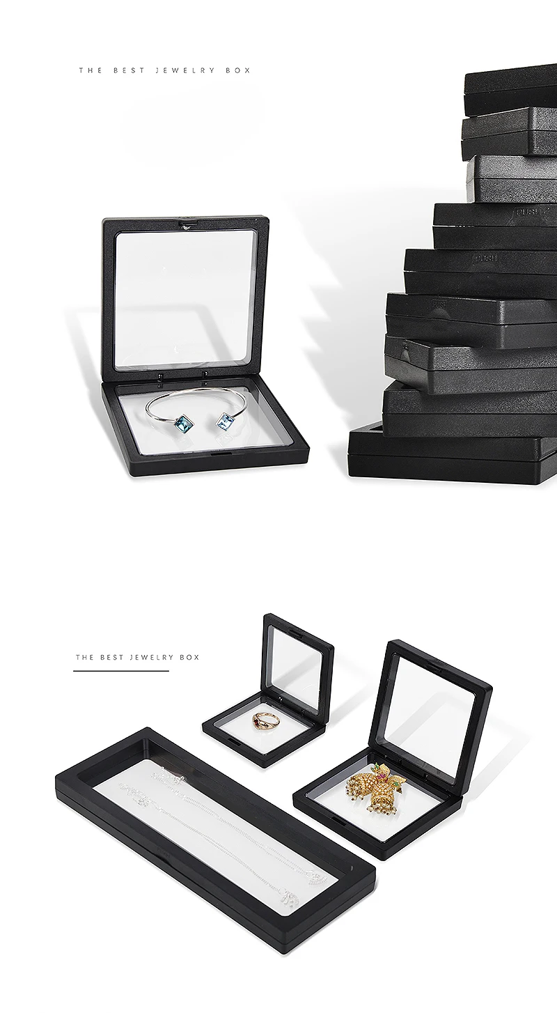Bulk Lot of 10 PE Film Display Box Ring Earring Jewelry Stand Holder Membrane Case Coin Container Floating Presentation Retainer