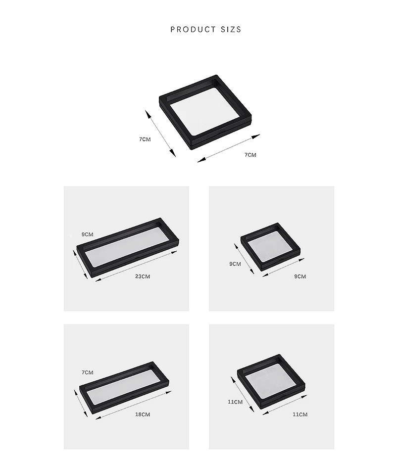 Bulk Lot of 10 PE Film Display Box Ring Earring Jewelry Stand Holder Membrane Case Coin Container Floating Presentation Retainer