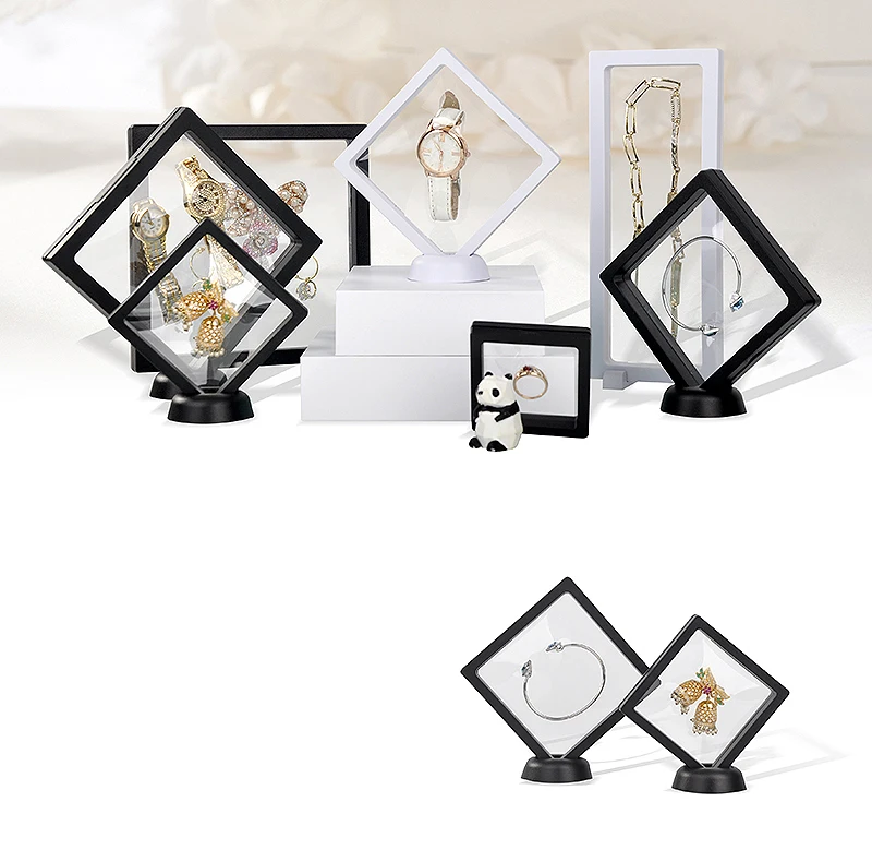 Bulk Lot of 10 PE Film Display Box Ring Earring Jewelry Stand Holder Membrane Case Coin Container Floating Presentation Retainer