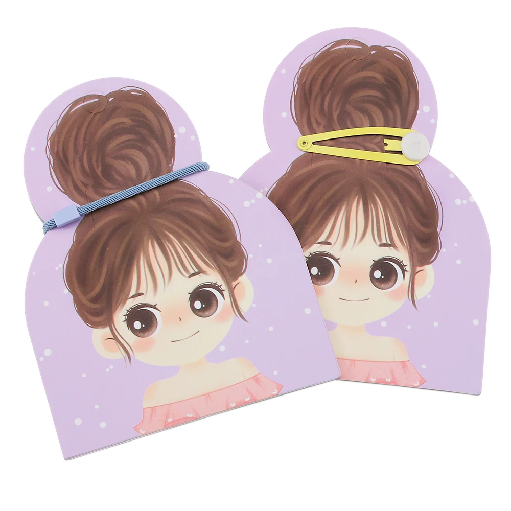 50pcs Hair Ties Hair Bands Hair Clips Display Cards Cute Girl Cartoon Children's Hair Accessories Cards Jewelry Packaging Card
