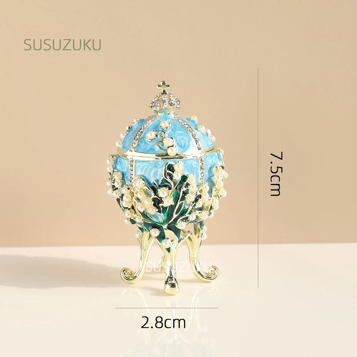 Faberge  Egg Classic Vintage Jewelry Trinket Box with Enamel Rhinestones Victorian Style Ornaments Gift for Home Decor