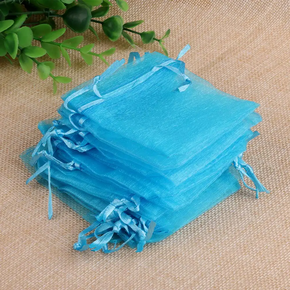 100pcs/lot 24 Colors Organza Jewelry Bags 7x9 9x12 10x15 13x18CM Drawstring Pouches For Wedding Candy Gift Bags Jewelry Packing