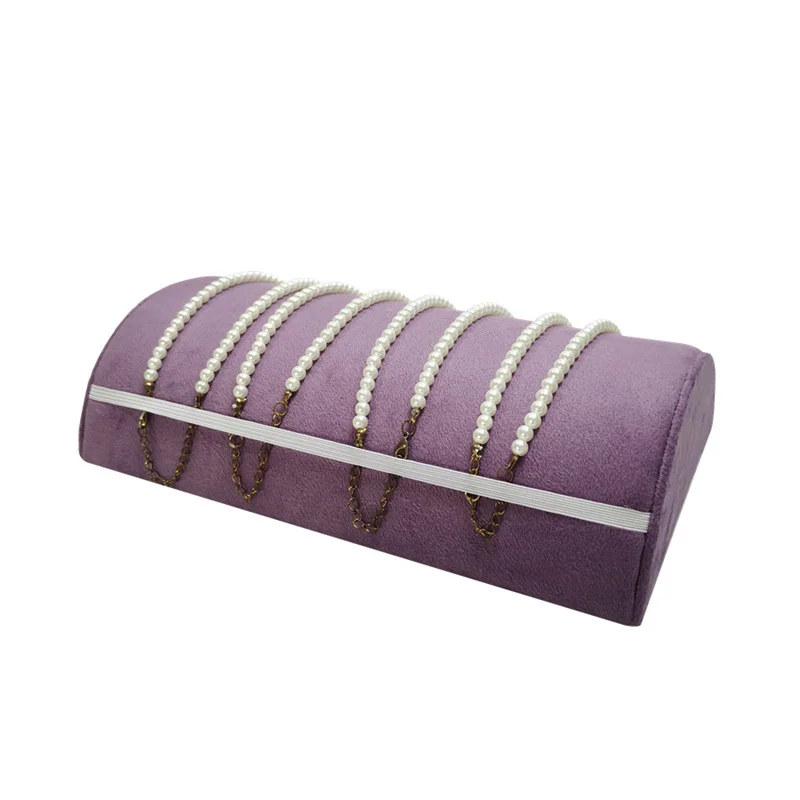 High Quality Exhibition Counter Bracelet Display Stand Velvet Half Round Jewelry Organizer for Retail Store Display Props