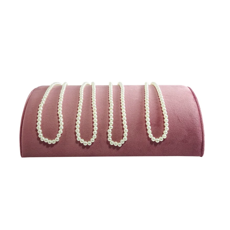 High Quality Exhibition Counter Bracelet Display Stand Velvet Half Round Jewelry Organizer for Retail Store Display Props