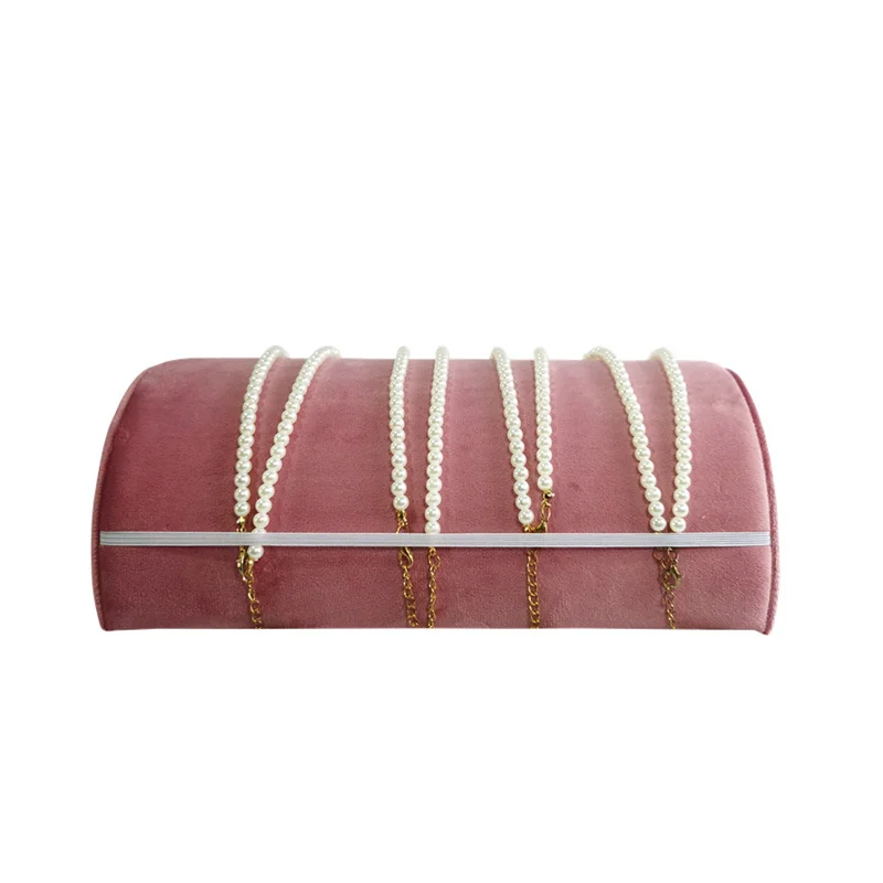 High Quality Exhibition Counter Bracelet Display Stand Velvet Half Round Jewelry Organizer for Retail Store Display Props