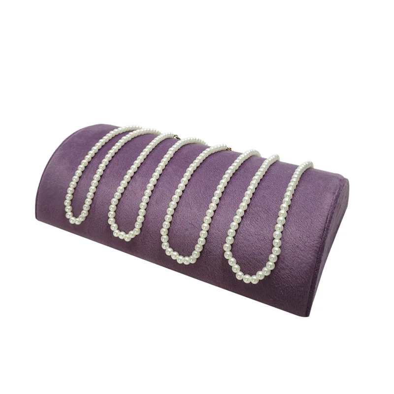 High Quality Exhibition Counter Bracelet Display Stand Velvet Half Round Jewelry Organizer for Retail Store Display Props