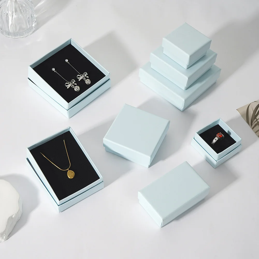 10Pcs Jewelry Paper Box 5x5cm 5x8cm 7x9cm 9x9cm Case Studs Rings Earrings Necklace Bracelet Bangle Pendant Brooch Gift Organizer