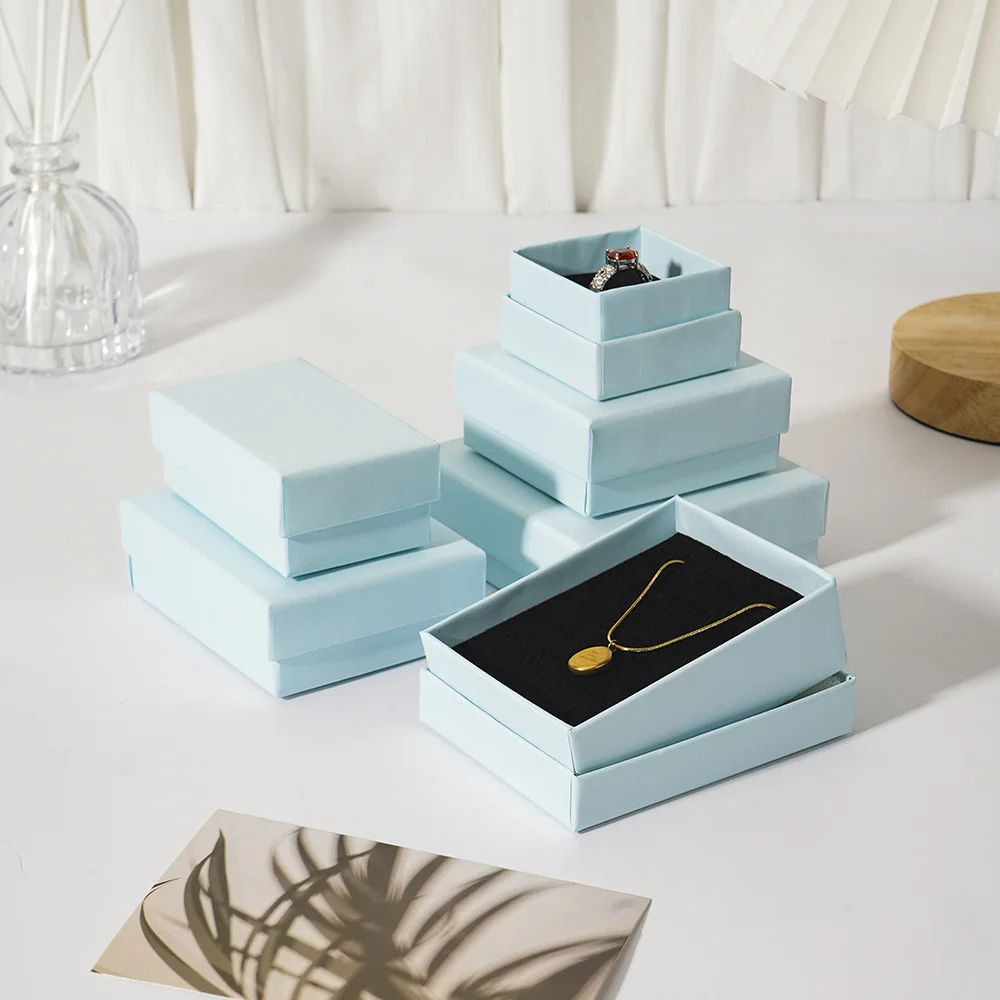 10Pcs Jewelry Paper Box 5x5cm 5x8cm 7x9cm 9x9cm Case Studs Rings Earrings Necklace Bracelet Bangle Pendant Brooch Gift Organizer