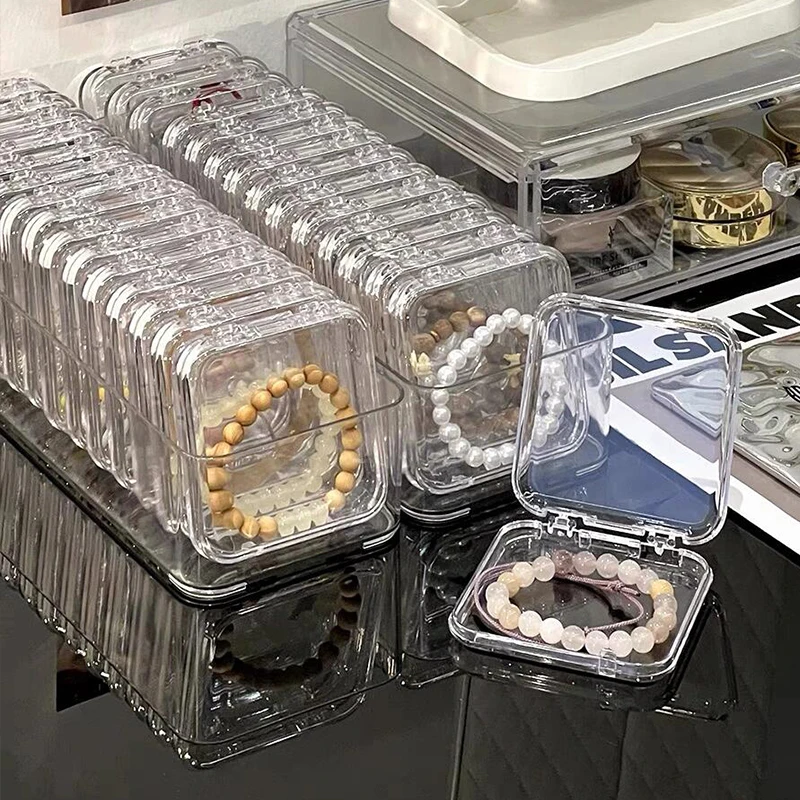 10PCS Clear Plastic Jewelry Organizer Box Dustproof Square Case for Bracelets Earrings Pendants Badges Gift Packing Storage