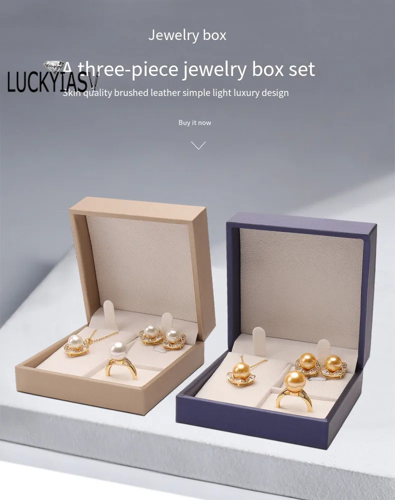 High Quality Leather Jewelry Ring Box Jewelry Gift Box Pair Ring Earrings Necklace Bracelet Box Jewlery Organizer Container 2023
