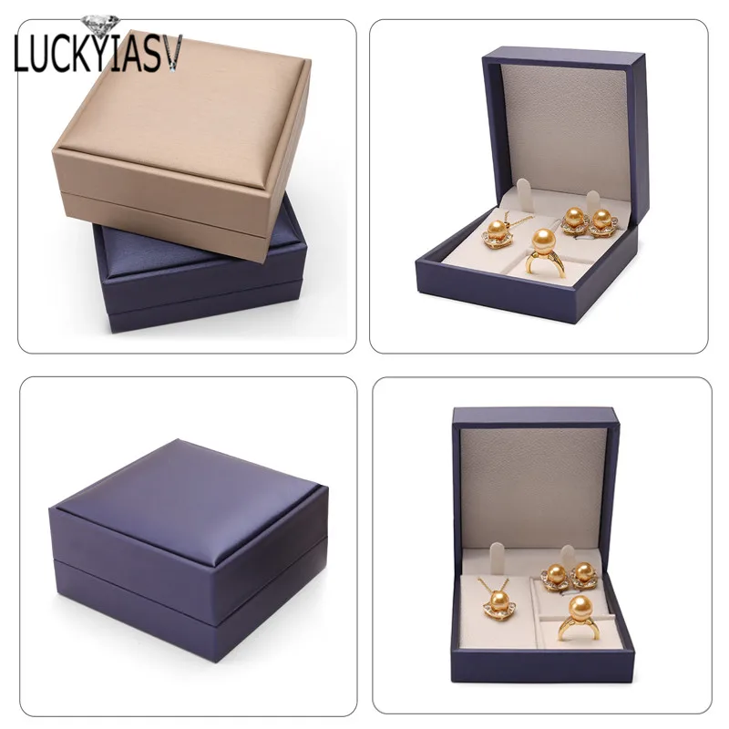 High Quality Leather Jewelry Ring Box Jewelry Gift Box Pair Ring Earrings Necklace Bracelet Box Jewlery Organizer Container 2023