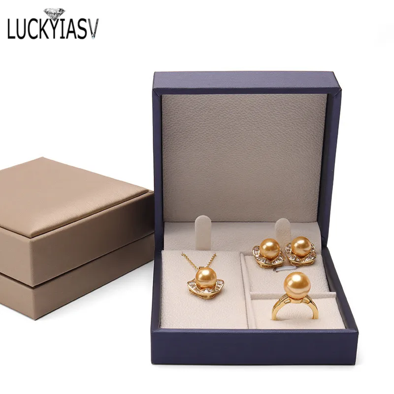High Quality Leather Jewelry Ring Box Jewelry Gift Box Pair Ring Earrings Necklace Bracelet Box Jewlery Organizer Container 2023
