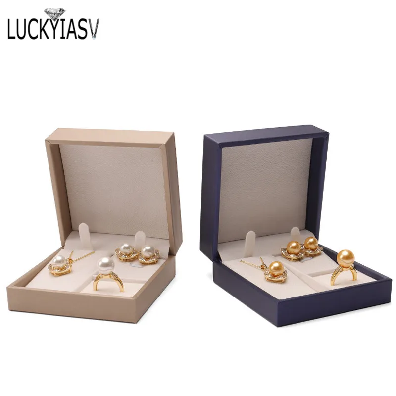 High Quality Leather Jewelry Ring Box Jewelry Gift Box Pair Ring Earrings Necklace Bracelet Box Jewlery Organizer Container 2023