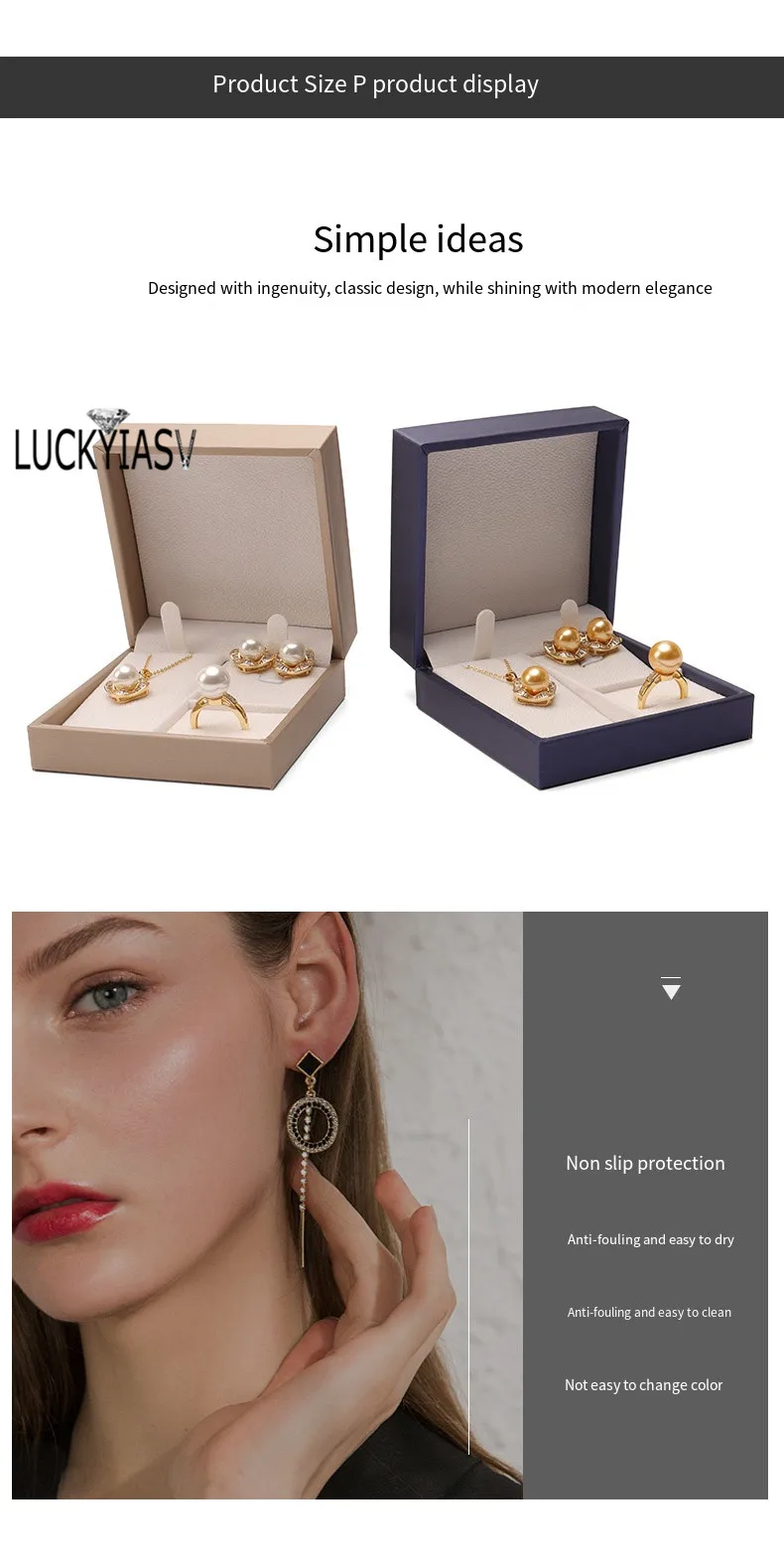 High Quality Leather Jewelry Ring Box Jewelry Gift Box Pair Ring Earrings Necklace Bracelet Box Jewlery Organizer Container 2023