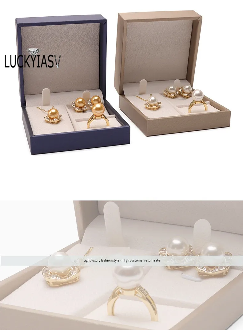 High Quality Leather Jewelry Ring Box Jewelry Gift Box Pair Ring Earrings Necklace Bracelet Box Jewlery Organizer Container 2023