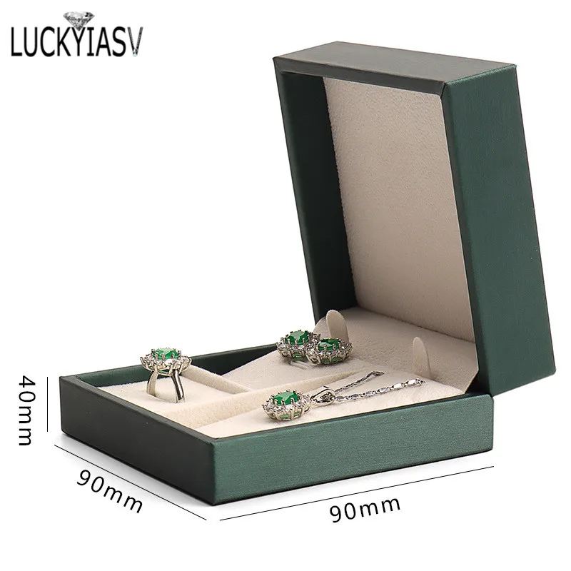 High Quality Leather Jewelry Ring Box Jewelry Gift Box Pair Ring Earrings Necklace Bracelet Box Jewlery Organizer Container 2023